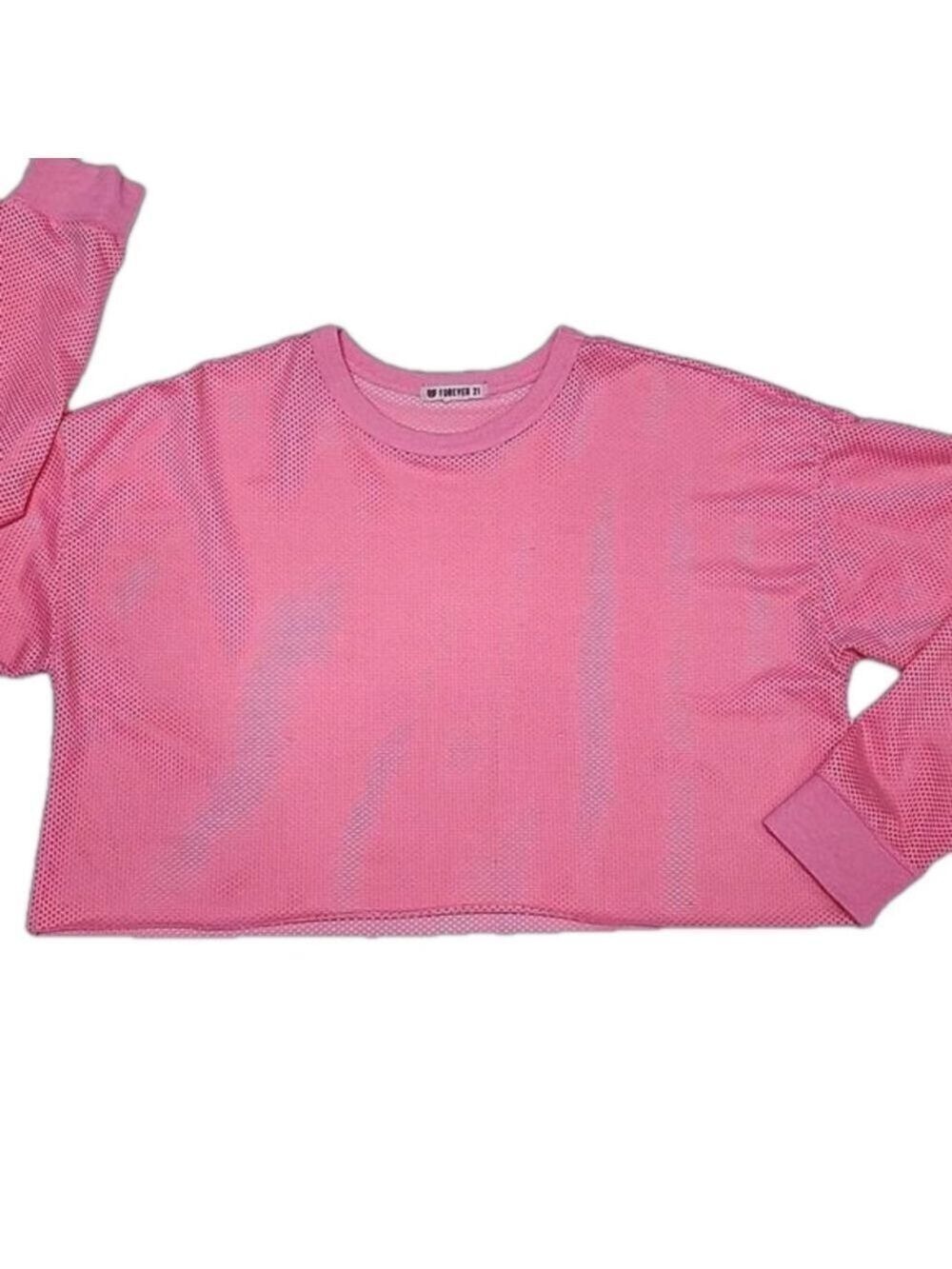 FOREVER 21 PINK MESH CROP TOP SIZE LARGE